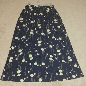🔥BICE | Long Skirt | Navy Blue W/Floral | Size 10